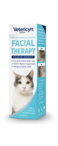 Vetericyn Plus Feline Facial Therapy | Healing Aid and Skin Repair for Different Cat First Aid Needs, Including Cat Acne, Cat Ear and Eye Problems. 2 ounces