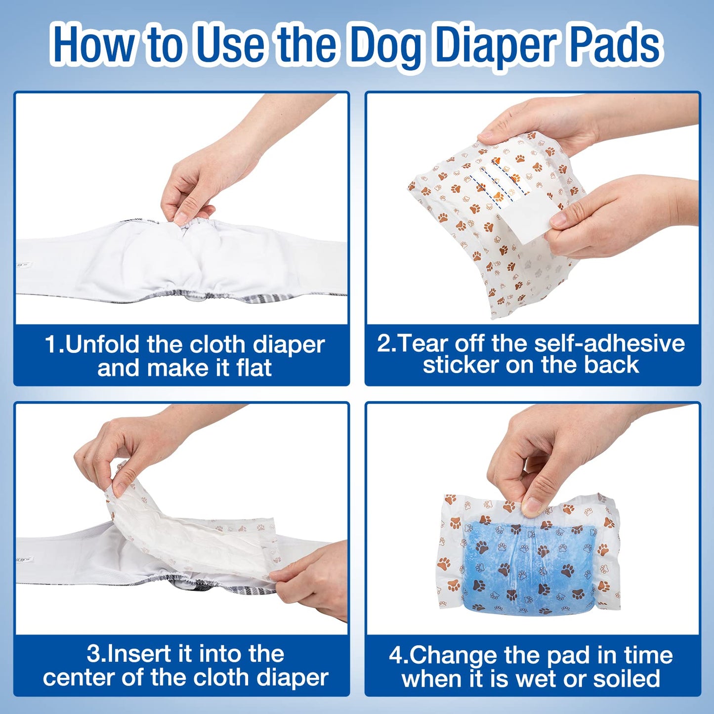 Pet Soft Dog Diaper Liners - Disposable Diaper Pads Fit to Most Washable Dog Diapers & Male Dog Wraps Belly Bands, Super Absorbent for Dog Marking Incontinence Female in Heat (Brown, L-50ct)