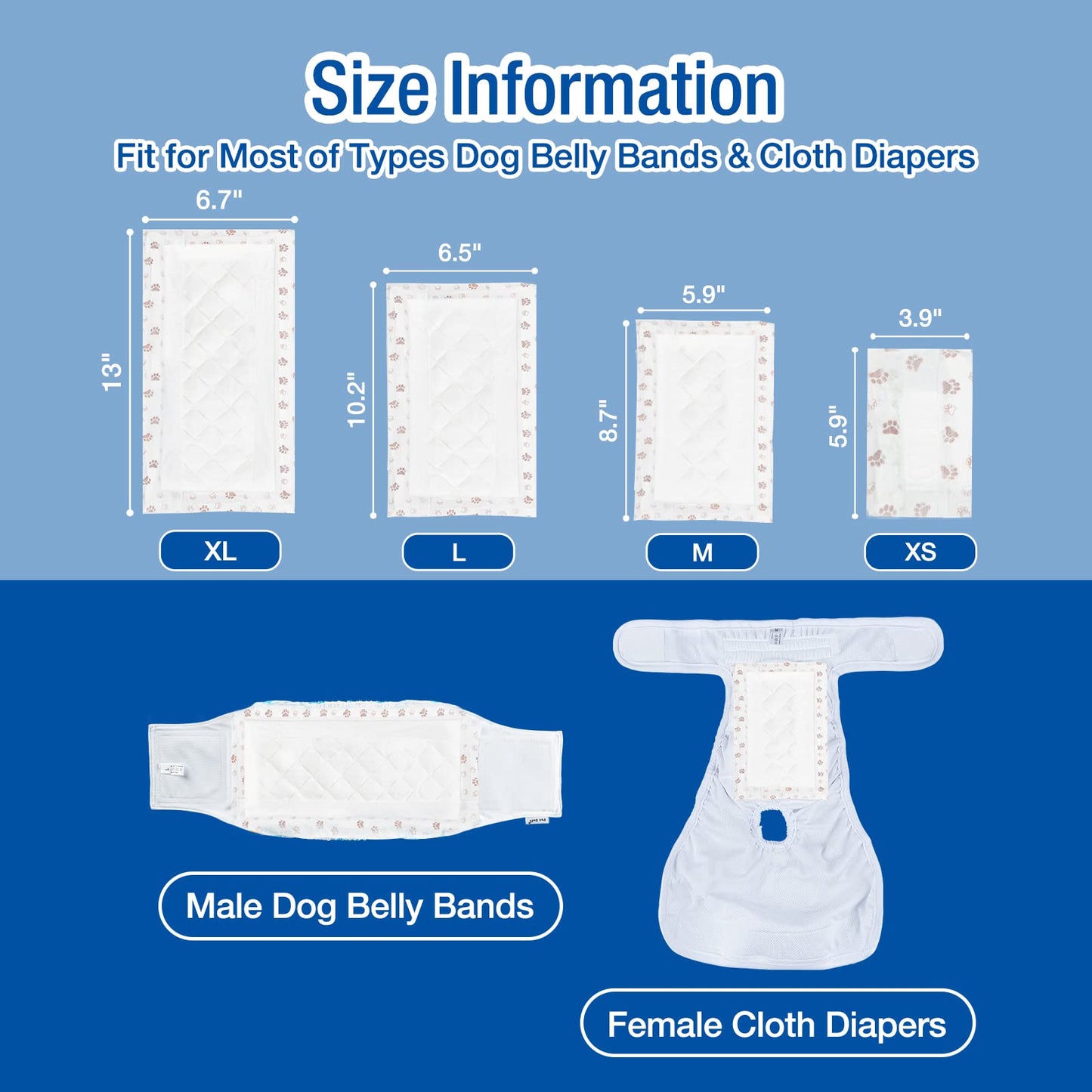 Pet Soft Dog Diaper Liners - Disposable Diaper Pads Fit to Most Washable Dog Diapers & Male Dog Wraps Belly Bands, Super Absorbent for Dog Marking Incontinence Female in Heat (Brown, L-50ct)