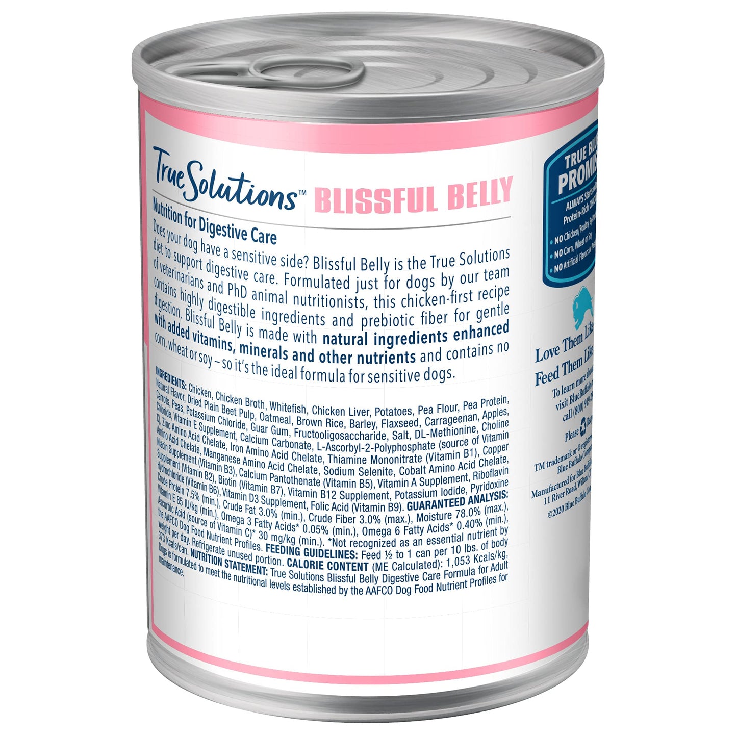 Blue Buffalo True Solutions Blissful Belly Natural Digestive Care Adult Wet Dog Food, Chicken 12.5-oz cans (Pack of 12)
