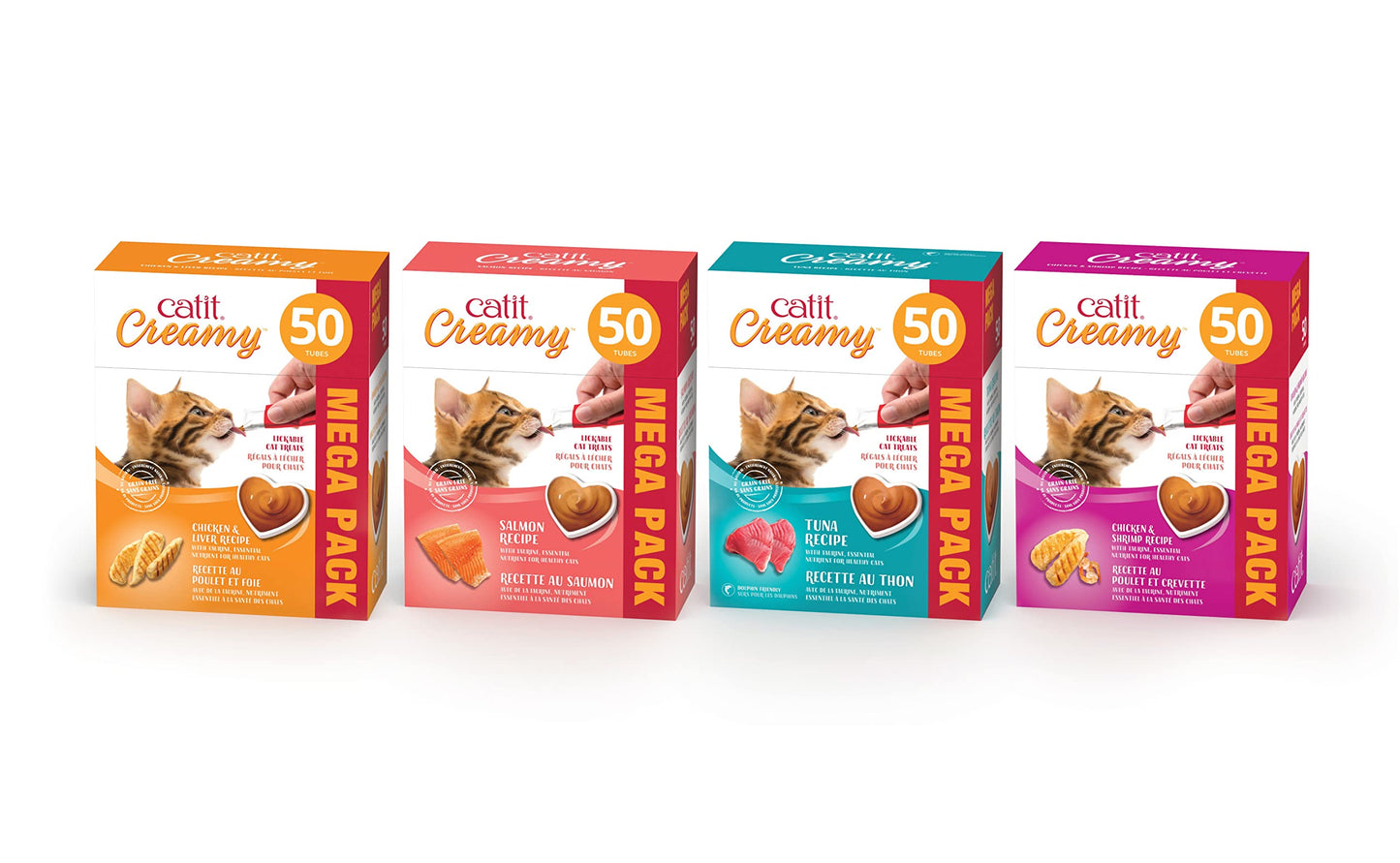 Catit Creamy Lickable Cat Treat, Healthy Cat Treat, Tuna, 50 Pack