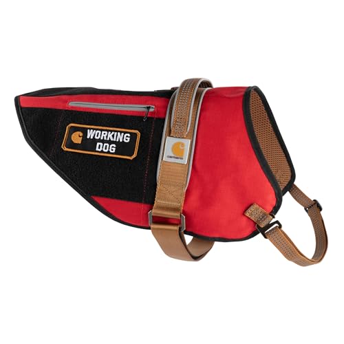 Carhartt Nylon Ripstop Service Dog Harness, High Risk Red/Carhartt Brown, Large