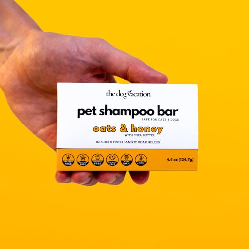 The Dog Vacation Organic Dog Shampoo, Natural Pet Shampoo Bar, Safe for Dogs Cats, No Fragrance, Eco-Friendly, Puppy Essentials, Shampoo for Dogs and Cats with Sensitive Skin (Oats and Honey)