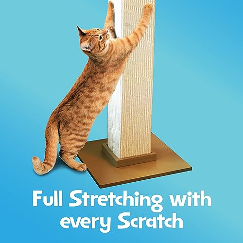 SmartCat Ultimate Scratching Post – Beige, Large 32 Inch Tower - Sisal Fiber, Simple Design - For All Cats