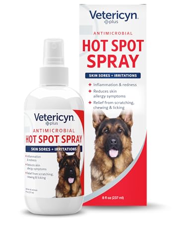 Vetericyn Plus Hot Spot Spray for Dogs Skin Sores and Irritations | Itch Relief for Dogs and Prevents Chewing and Licking at Skin, Safe for All Animals. 8 Ounces