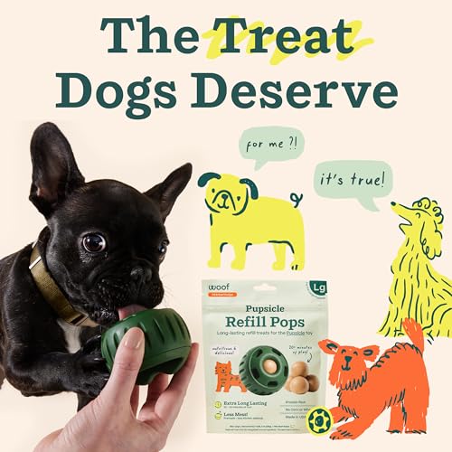 WOOF Pupsicle Pops, Delicious Long Lasting Dog Treats, Refills for The Pupsicle, Pre-Made Refill Treats for Dogs, Natural Ingredients, Low-Mess Beef Pet Treats - Large Pops - 7 Count