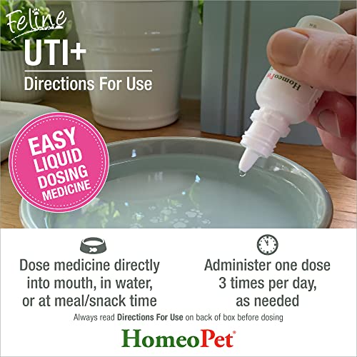 HomeoPet Feline UTI Plus Urinary-Tract Relief, Urinary-Tract Support for Cats, 15 Milliliters