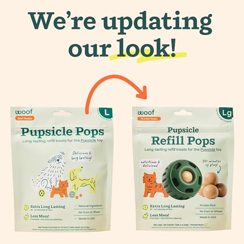 WOOF Pupsicle Pops, Delicious Long Lasting Dog Treats, Refills for The Pupsicle, Pre-Made Refill Treats for Dogs, Natural Ingredients, Low-Mess Beef Pet Treats - Large Pops - 7 Count