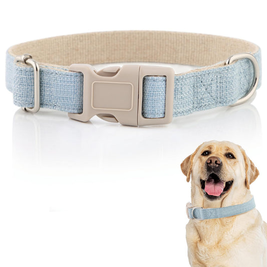 DCSP Pets Dog Collar – Heavy-Duty Dog Collar for Small Dogs, Medium and Large – Eco-Friendly Natural Fabric – Durable and Skin-Friendly – Soft Dog Collar for All Breeds (Large, Light Blue)