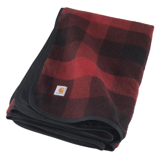 Carhartt Firm Duck Sherpa-Lined Throw Blanket, Reversible Pet Blanket, Hubbard Plaid