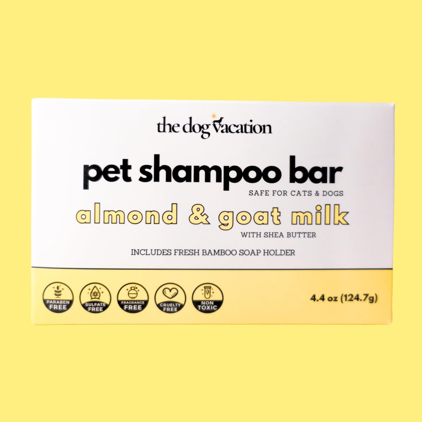 The Dog Vacation - Organic and Natural Pet Shampoo Bar, Shampoo for Dogs and Cats, for Puppies, Fragrance Free, Eco-Friendly, Gentle, Extra Moisturizing for Shiny Coat - Almond and Goat Milk 4.4 Oz