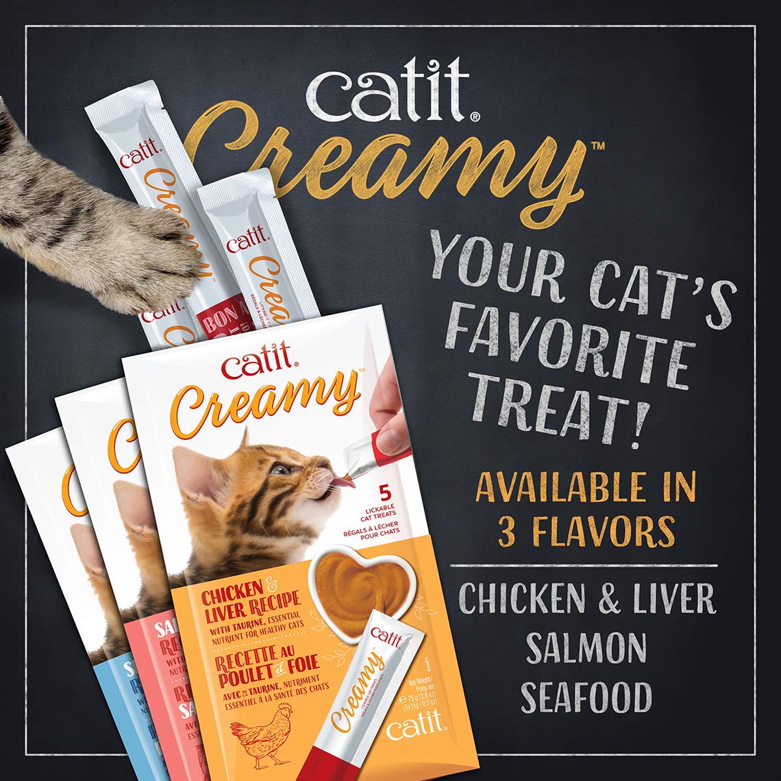 Catit Creamy Lickable Cat Treat, Healthy Cat Treat, Chicken & Liver, 12 Pack