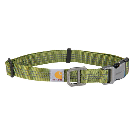 Carhartt Fully Adjustable Nylon Webbing Collars for Dogs, Reflective Stitching for Visibility, Light Moss (Nylon Webbing), Large