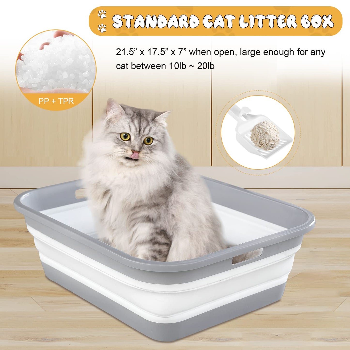 Maohegou Senior Cat Litter Box, Three Legged Arthritic Open Low Entry for Sick Frail Handicap Disabled Cats, Older Elderly Corner