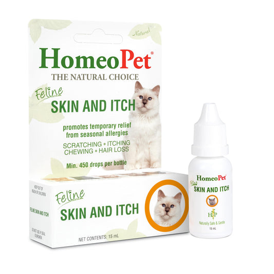 HomeoPet Feline Skin and Itch, Cat Skin-Soothing Medicine, Safe and Natural Skin and Itch Support for Cats, 15 Milliliters