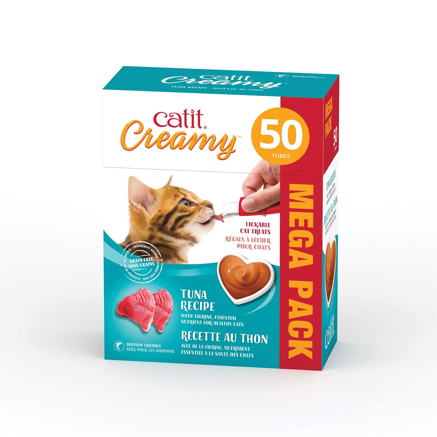 Catit Creamy Lickable Cat Treat, Healthy Cat Treat, Tuna, 50 Pack